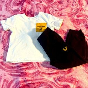 🪷True Religion White Tee and Black Joggers